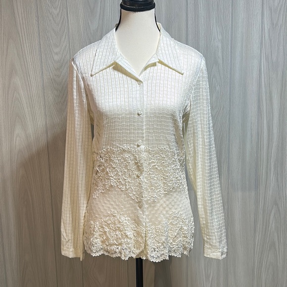 Compagnie Internationale Express button down sheer blouse size 7/8 - Picture 1 of 15